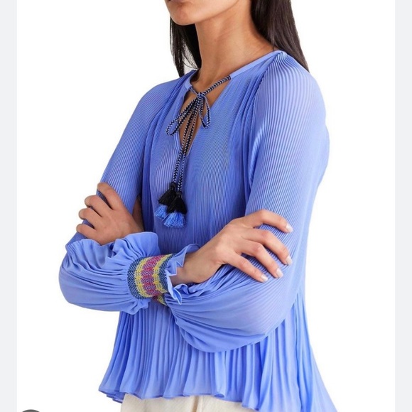 DEREK LAM 10 CROSBY Helena Puff-Sleeve Pleated Blouse - Picture 1 of 11